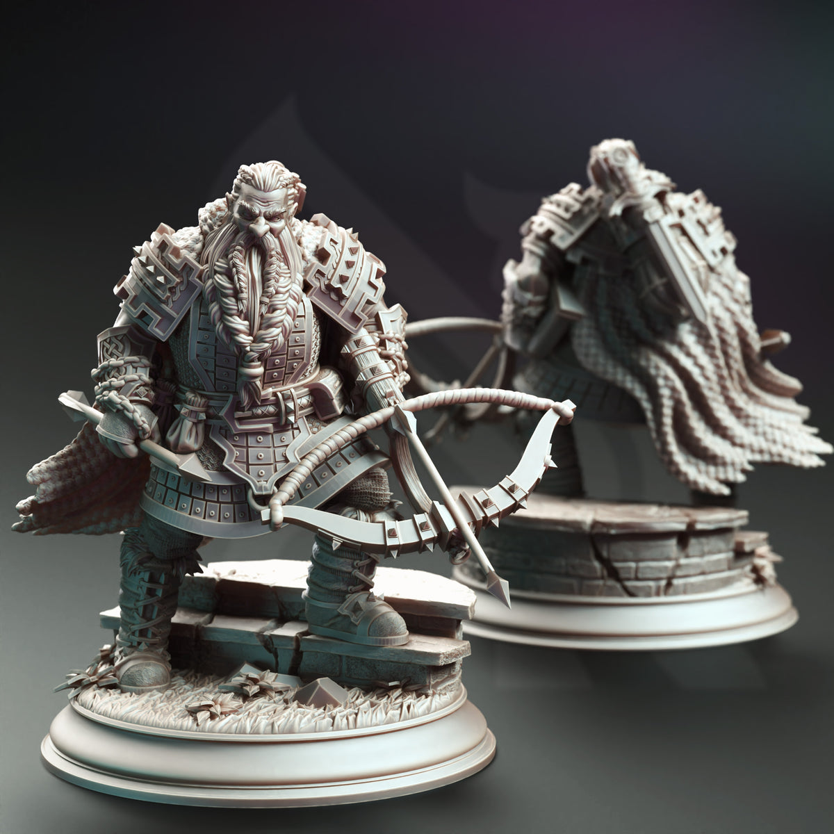 Tokrik – Dark Dwarf Hunter - 3D Printed Tabletop Miniature