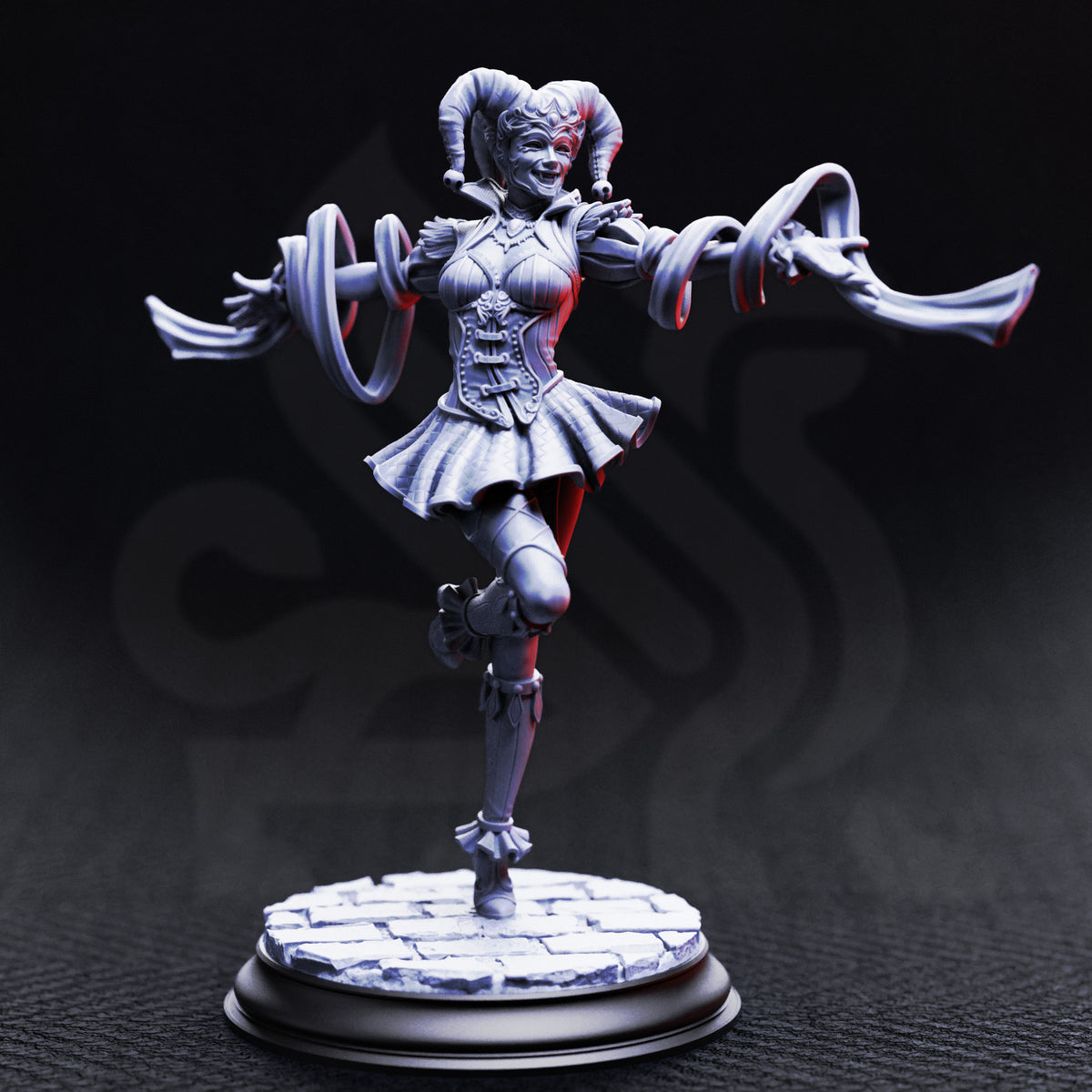 Sanguine  Gleeful Vampire Jester - 3D Printed Tabletop Miniature